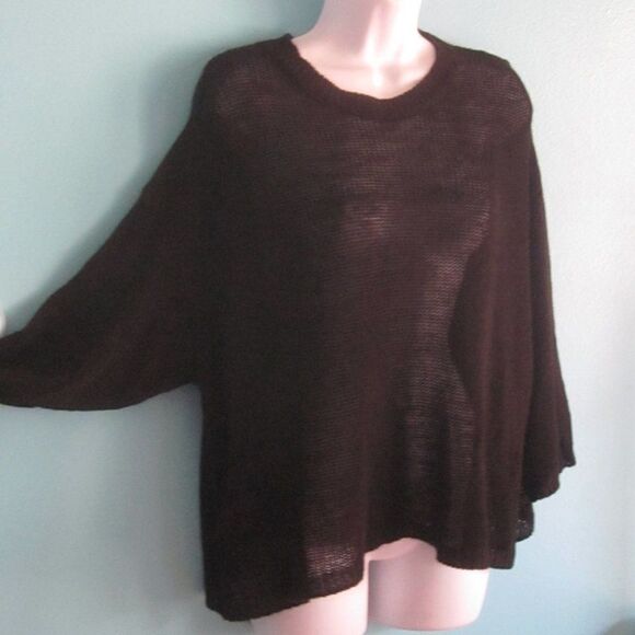 Cut Loose Womens Oversized Black Knit Linen Sweater Size S/M  52" Bust One Size - Picture 1 of 9